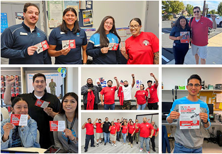 Pictures of Union Members Holding Signs in Prep for Bargaining